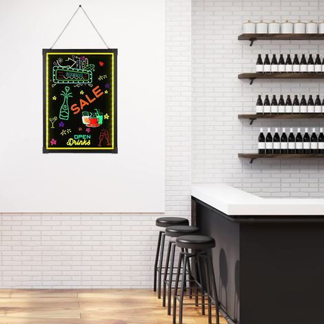 LED Schreibtafel Zeichenbrett Bildschirm 50cm x 70cm Leuchtende Werbetafel Mit Fernbedienung 8 Neon Stifte DIY-Design Leuchttafel Für Café Bar Restaurant Hochzeit Schreibtafel Kinder