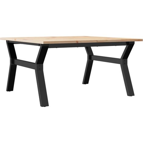 Mesa de centro rectangular estilo industrial con estructura en Y 90 x 90 x 45 cm madera de pino y acero DEC036297