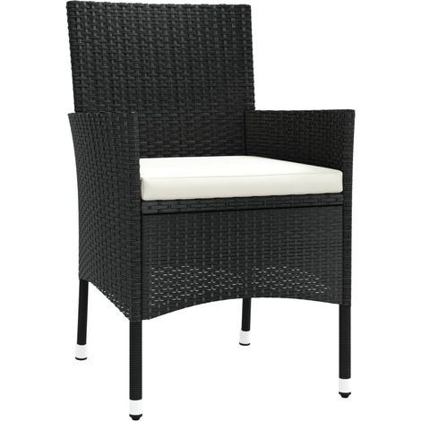 INLIFE Chaises de jardin avec coussins 4 pcs Résine tressée Noir (1/5)