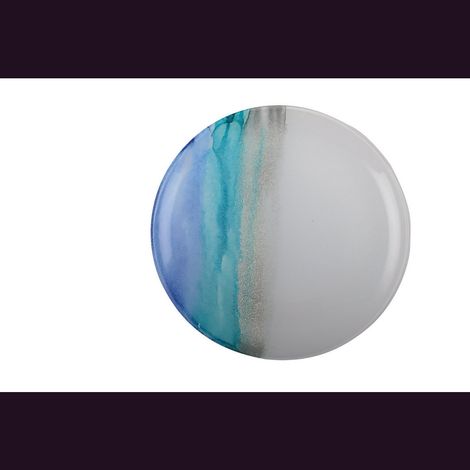 Assiette de présentation ronde en verre pour table effet marine multicolore 32 cm - PANGIVO (1/3)
