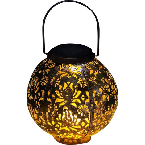 Lampes solaires pour l'extérieur,Métal étanche design rétro ajouré Déco jardin pour allée - Terrasse balcon patio porche (1/5)