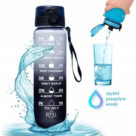 Botella de agua ECARLA 1L Ombre gris y negra con medidor BD16 (1/5)