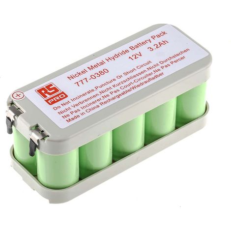 Bloc batterie rechargeable RS PRO 12V NiMH 3.2Ah CS x 10 ( Prix pour 1 )