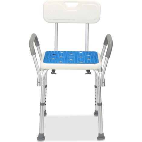 Sgabello per doccia Sedile per doccia regolabile in altezza fino a 136 kg Sgabello per bagno - Con braccioli e schienale quadratoSgabello per doccia Sedile per doccia regolabile in altezza fino a 136 (1/5)