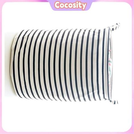 Panier à linge - COCOSITY - Bande noire - Coton et lin - Grande capacité - Poignées doubles (1/5)