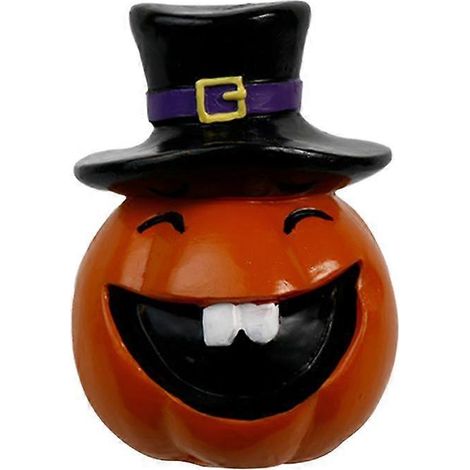 European Gothic Resin Pumpkin Figurine with Stacked Witch Hat Design (1/4)