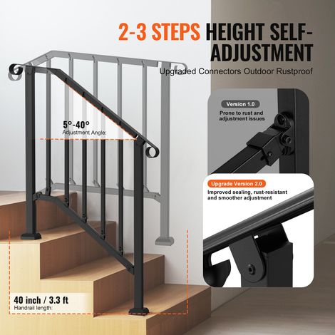 Rampe d'Escalier pour 2-3 Marches Extérieures Main Courante (1/5)
