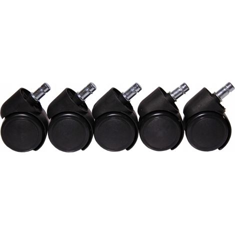 RUEDAS DE GOMA NEGRA PARA SILLAS, 5 PIEZAS, PRESIONADAS EN LA SILLA (1/3)