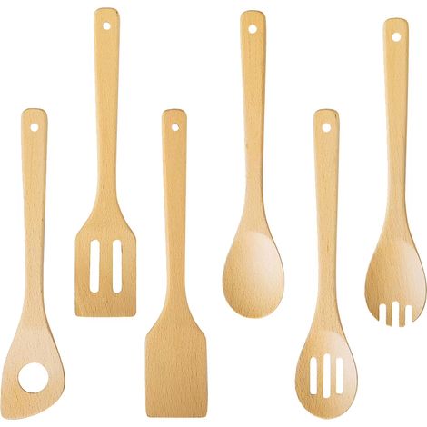 6er-Set Kochlöffel aus Holz – Kreatives Küchen-Rühr- und Mix-Set – Küchengeschenk – Kochutensilien für Zuhause (1/5)