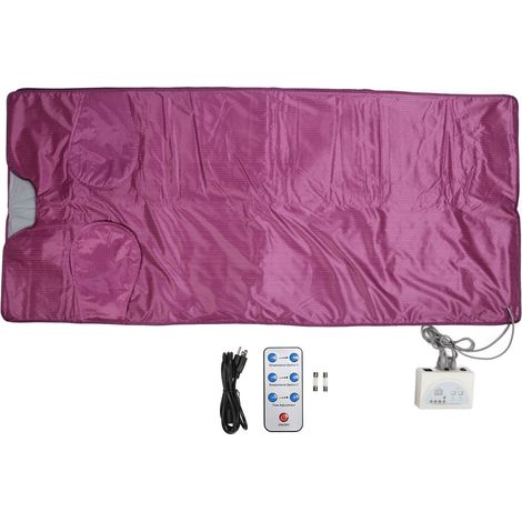 Couverture chauffante infrarouge lointain 180x80cm, violette, pour détox et fonte des graisses, avec télécommande, prise US 110V. (1/5)