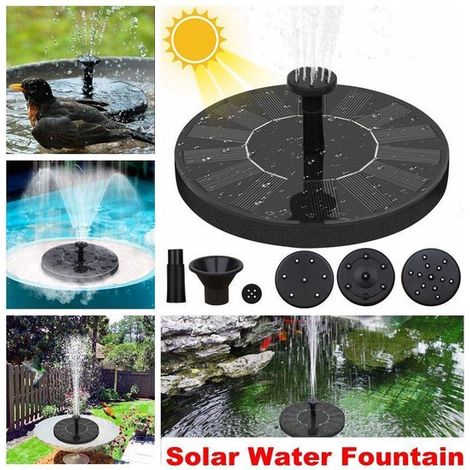 Fontana solare di circa 13 cm di diametro, alimentata a energia solare, per giardino o balcone, per laghetto o vasca d'acqua, fontana galleggiante senza fili, solo per uso esterno. (1/5)