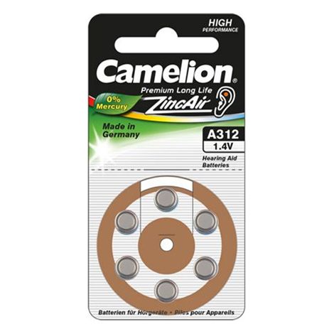 Camelion A312/DA312/ZL312 Batterie ad aria zinco-aria 6 pezzi