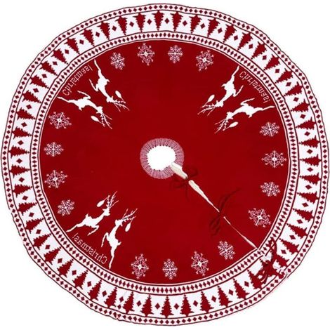 Jupe d’arbre de Noël en peluche blanche 122 cm – tapis flocon de neige + style rustique – décoration intérieure festive