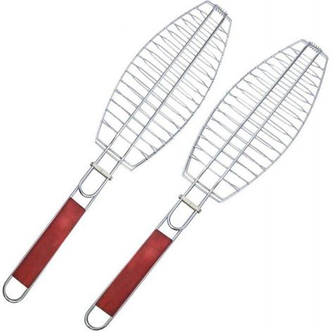 Panier de grillades - - 2 pièces - Acier inoxydable - Pliable - 70x16 cm (1/3)