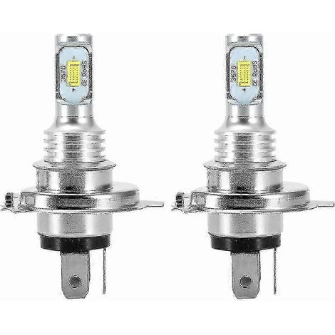 Kit de 2 ampoules LED H4 9003 HB2 6000K Super White CSP pour phares, compatible avec feux de route et feux de croisement. (1/4)