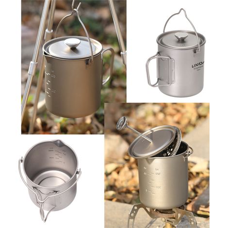 Lixada – tasse à café en titane de 750ml, cafetière à pression française avec couvercle, cuisine de Camping en plein air (1/5)