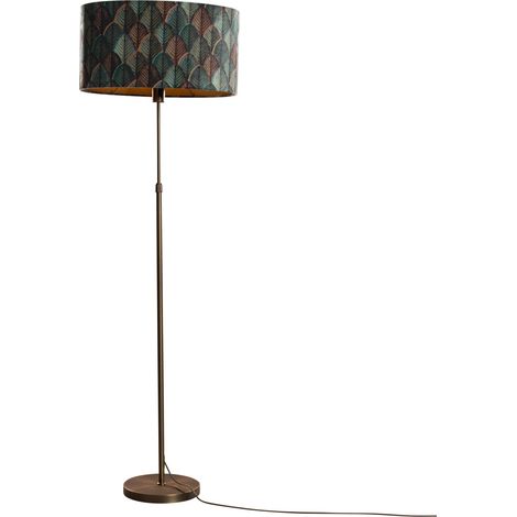 Stehleuchte Bronze mit ovalem Samtschirm Blattdesign 50cm - Parte