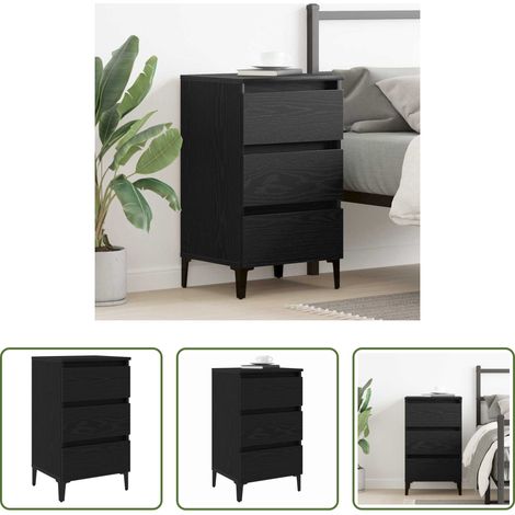 vidaXL Schrank - Nachttisch Schwarz Eichen-Optik 40 x 35 x 69 cm Holzwerkstoff (1/5)