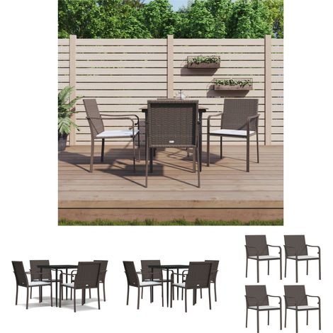 Rattanmöbel - vidaXL 5-tlg. Garten-Essgruppe mit Kissen Poly Rattan und Stahl - Stahlmöbel (1/5)