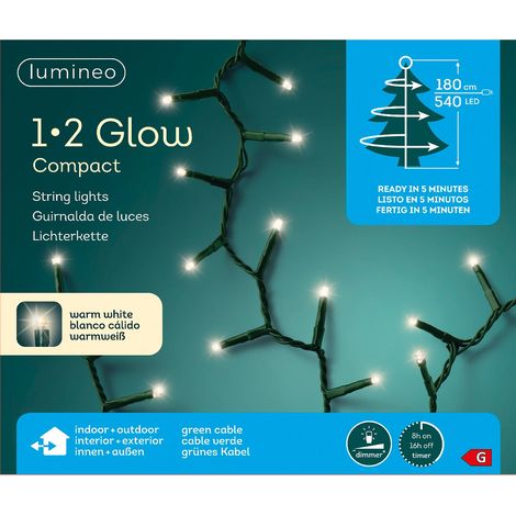 Lumineo LED Lichterkette 1•2 Glow Compact grün 1,8 Meter 540 Lichter - warmweiß (1/4)