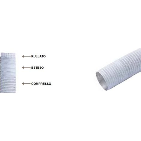 Tubo flessibile monoparete in lega di alluminio con verniciatura esterna di colore bianco DN 80 mm 0001080