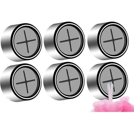6 porte-serviettes universels pour salle de bain, crochets à enfoncer – Rangement pratique pour salle de bain, cuisine, argent (1/5)