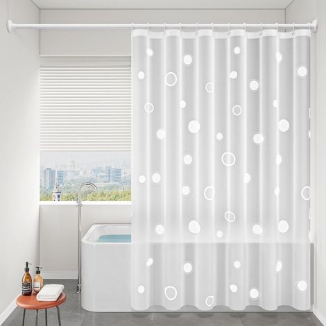 Petit Rideau de Douche 80x180, Rideau Salle de Bain Douche Peva Semi Transparent avec Motif Cercle, Rideau de Douche avec Ourlet Lesté Imperméable (1/2)