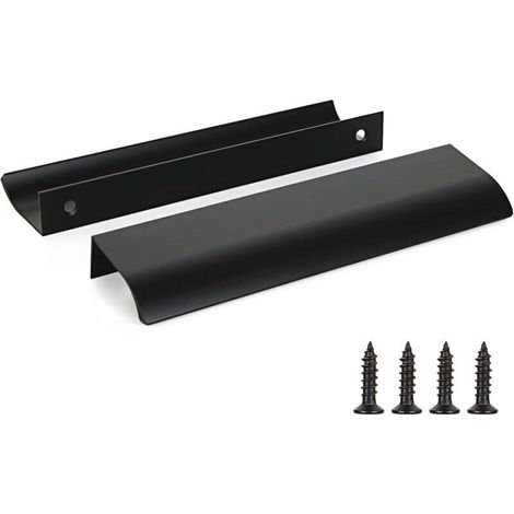 Set of 2 black aluminum alloy kitchen cabinet handles, hole spacing: 320 mm, with screws (1/4)