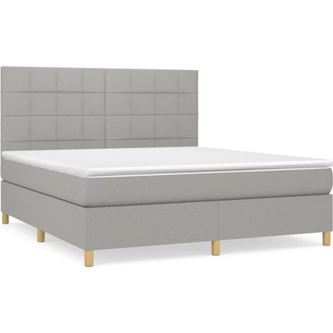 Maison Exclusive - Cama box spring con colchón tela gris claro 18