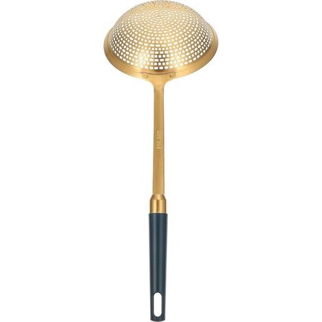 SOLUSTRE Edelstahl-Bratschöpfkelle mit ergonomischem gelbem Griff (1/5)