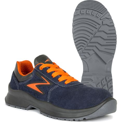 Pezzol Silver S1P SRC scarpe da lavoro basse antinfortunistica N.41 in pelle scamosciata blu/arancio traspirante made in Italy Blu + Arancione 41 (1/5)