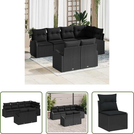 Terrassensofa - Gartensofa-set Schwarz Poly-Rattan (1/5)