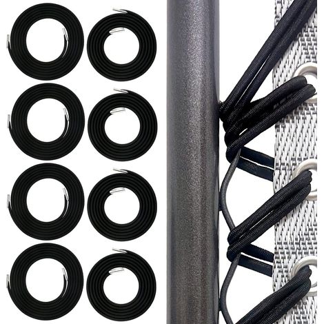 Lot de 8 cordons élastiques de rechange pour chaise Zero Gravity, chaise longue, chaise de terrasse, pelouse, noir (1/5)