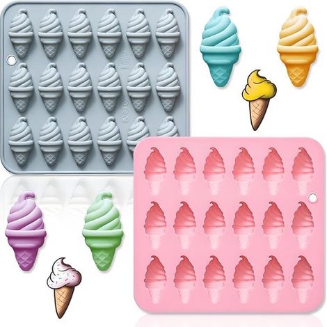 Stampo in silicone per dolci, set da 2 pezzi, 18 forme di cono gelato, stampi per gelato al cioccolato, senza BPA, riutilizzabile, ecologico, stampo per mini ghiaccioli e pasta di zucchero (1/5)