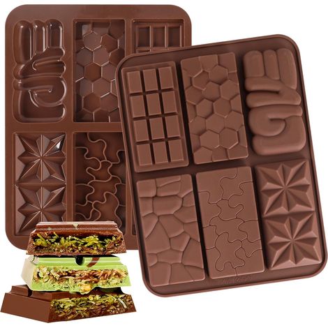 2 morceaux chocolat forme, 6 cellules chocolat forme profonde, rectangle triangle diamant silicone forme chocolat, pour bricolage chocolat praline bonbon (1/5)