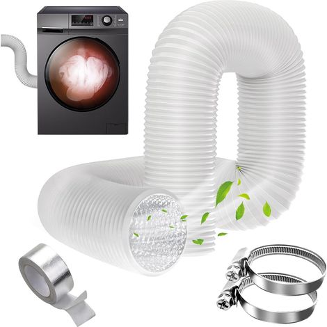 Tuyau d'évacuation 100mm Tuyau d'Evacuation Flexible en Aluminium PVC 3 m Long avec 2 Colliers de Serrage Tube de Ventilation pour Extracteur d'Air, Climatisation, Sèche-linge (100mm 3Mètres) (1/5)
