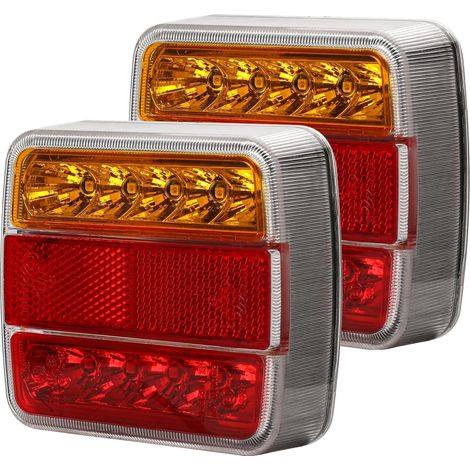 2 Pcs Feu de Arriere Remorque LED 12V, 5 Fonctions - Feux Stop, Feux Position, Clignotant, Feux Plaque d'immatriculation, Catadioptre (1/5)