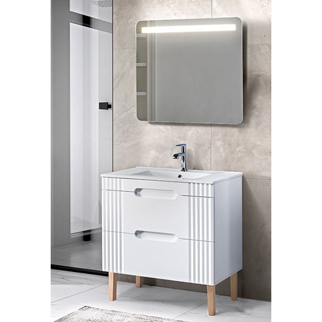 Waschtisch 80cm in weiß, LED-Spiegel, FAIRFIELD-56 (1/5)