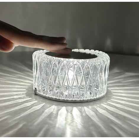 Lampada da tavolo 3D in cristallo con effetto rosa, controllo touch, ricaricabile tramite USB-C, decorazione romantica, regalo multifunzionale per feste. (1/4)