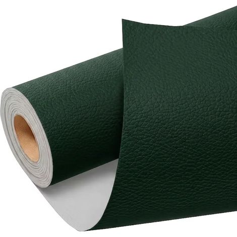 (Vert foncé, 50x148cm) Cuir auto-adhésif, patchs de réparation pour cuir, cuir artificiel PU, rénovation de canapés et de sièges de voiture. (1/5)