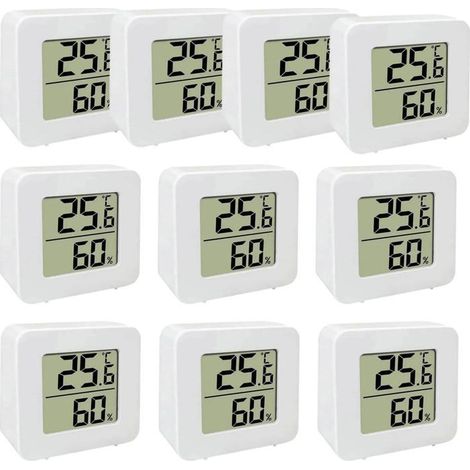 KLVGTIFS PU10pcs Thermomètre et Hygromètre Numérique LCD, Thermomètre Hygromètre Intérieur Digital à Haute Précision,Température et Humidimètre (1/5)