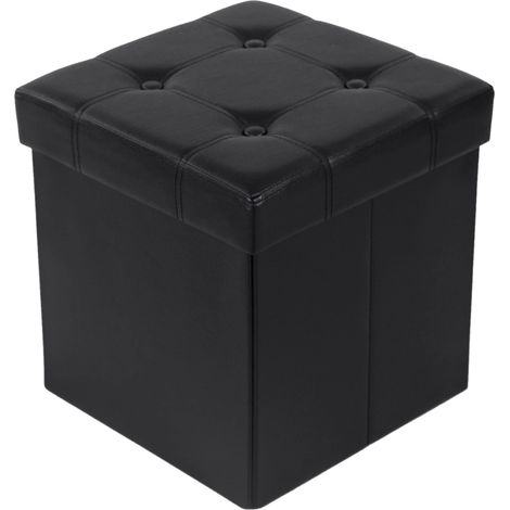 Songmics 38 cm Pouf Cubo Poggiapiedi Sgabello Pieghevole Carico Max. 300 kg Nero LSF30B (1/4)