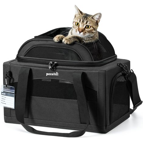 Sac de transport pour animaux de compagnie extensible, sac de voyage pliable pour chat et chien, cage de transport respirante et confortable pour avion et voiture