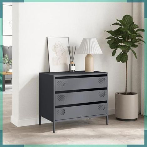 Buffet - 851294 - Anthracite - Acier laminé à froid - 3 tiroirs (1/5)
