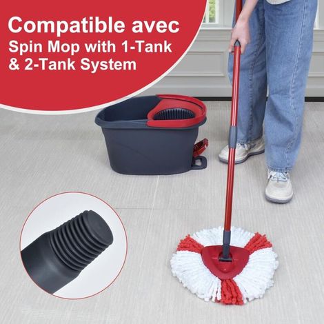 Manico di ricambio monoblocco compatibile con Vileda Turbo Spin Mop, manico per scopa regolabile in quattro parti (1/4)