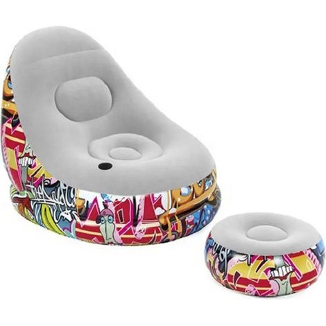 TRADE SHOP - Poltrona Gonfiabile Comfort Cruiser Graffiti Lounge Sgabello 121x100x86cm 75076 - (1/5)