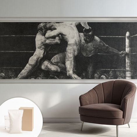 Papier peint décoratif avec colle pour salon, chambre à coucher et bureau – Design moderne et facile à poser Combat de boxeurs 250x104 cm (1/5)