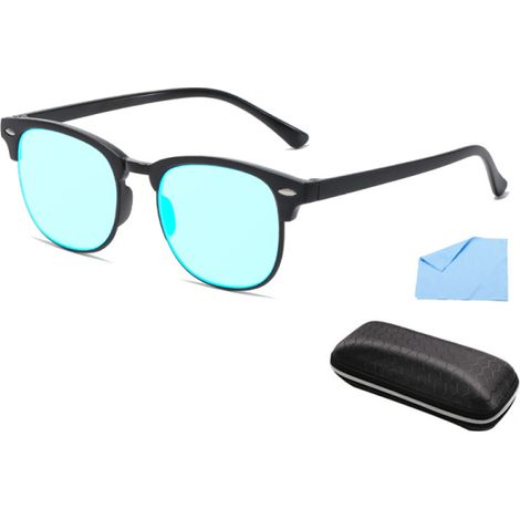 Lunettes pour daltoniens rouge-vert avec revêtement spécial. Améliore la perception des couleurs en extérieur. Monture noire, verres noirs. (1/5)