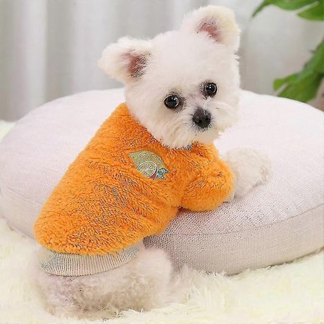 Haustierkleidung Welpen Hund Warmer Fleece Pullover Mantel Kleiner Yorkshire Terrier Chihuahua Katze-XL-Orange
