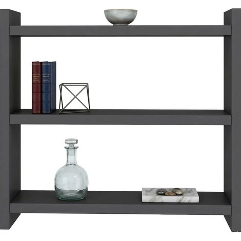 Mensola Rizza, 2 Ripiani, Sfumatura Colore Struttura Antracite, 44x10x40h cm Nero Antracite